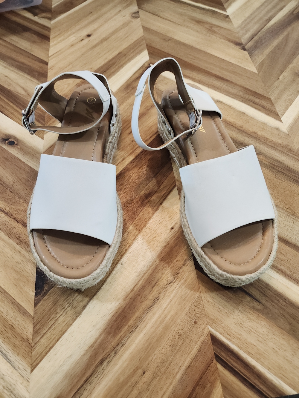 Women’s White Espadrille Platform Sandals with Ankle Strap